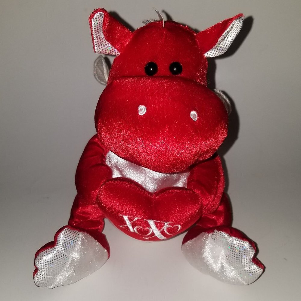 Red White Dragon Plush Valentine's Day 10" Stuffed Animal Toy Lovey Gift Walmart